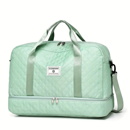 Large Capacity Nylon Travel Duffel Bag with Shoe Compartment