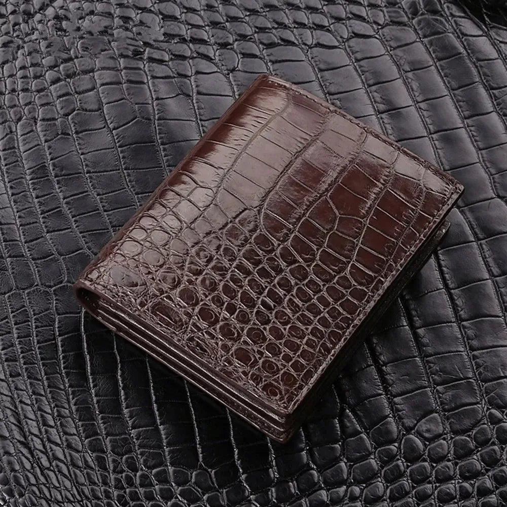 Crocodile Leather Men's Wallet – Short Bifold Multi-Card Retro Style