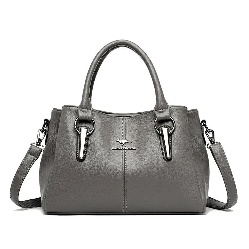 Luxury Leather Handbag for Women – 3-Layer Crossbody Tote