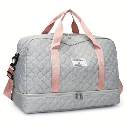 Diamond Quilted Duffle Bag – Large Capacity Travel & Gym Bag for Women