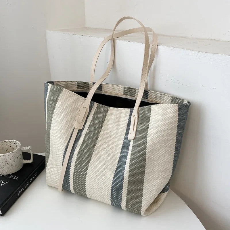 Rainbow Striped Tote Bag – Designer Shoulder Bag with Card Holder