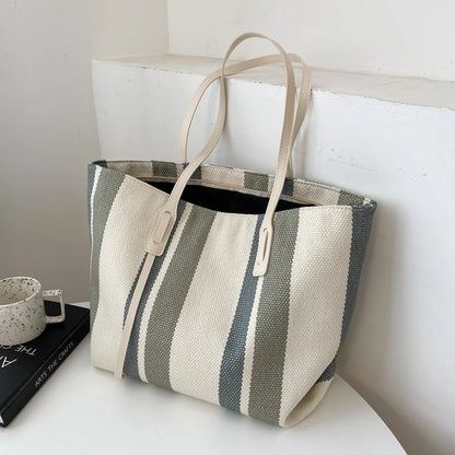 Rainbow Striped Tote Bag – Designer Shoulder Bag with Card Holder