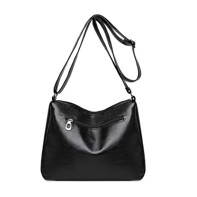 Flower Embroidery Crossbody Bag for Women – Luxury Multi-Pocket PU Leather Handbag