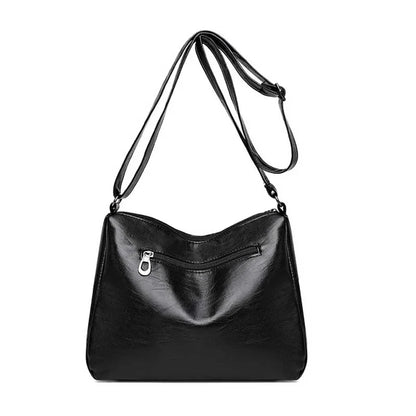 Flower Embroidery Crossbody Bag for Women – Luxury Multi-Pocket PU Leather Handbag