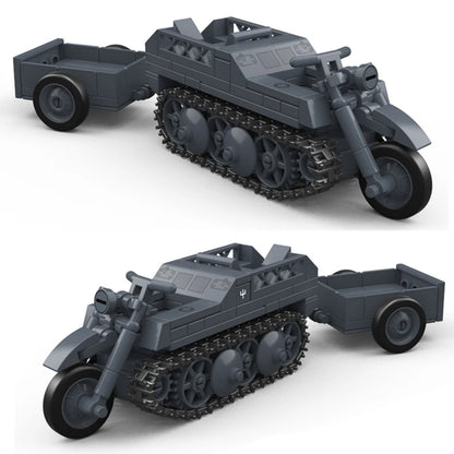 Military Half-Track Motorcycle Building Blocks Set with Trailer