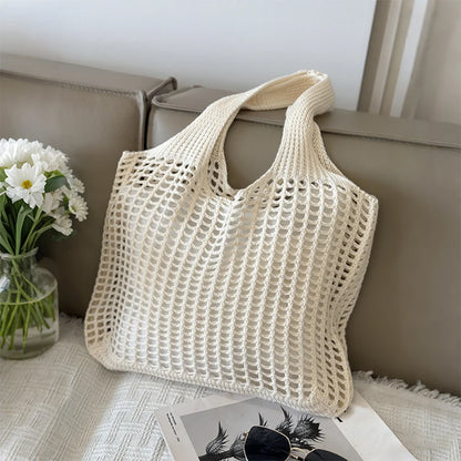 Crochet Tote Bag for Women – Large Hollow Knit Beach Shopper