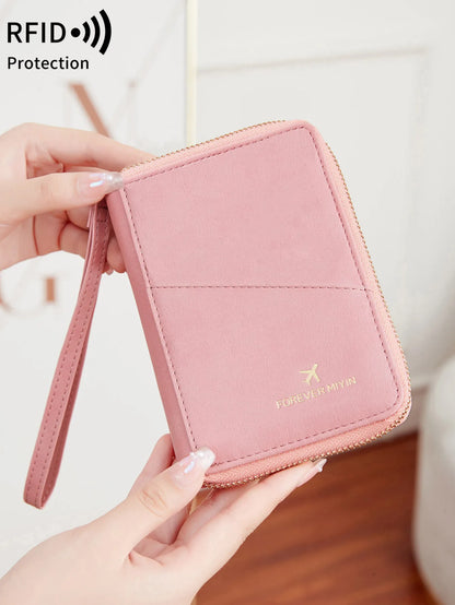 RFID Blocking Passport Wallet – PU Leather Travel Organizer for Men & Women