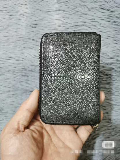 Snake Leather Men's Small Zip Wallet & Coin Purse with Card Holder