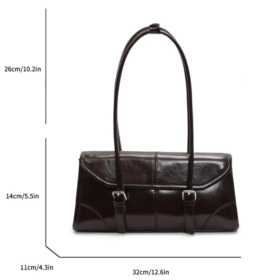 Oil Wax Leather Shoulder Bag – Women's Elegant Underarm Purse