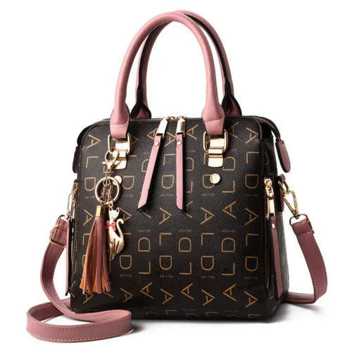 Women's Luxury PU Leather Top-Handle Handbag with Crossbody Strap