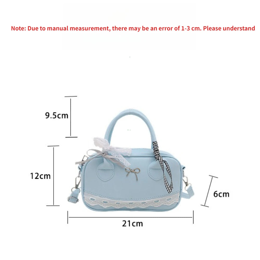 Lace Bow Boston Bag – Mini Crossbody Shoulder Handbag