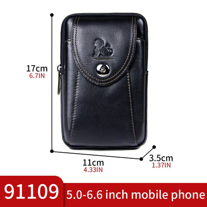 Genuine Leather Men's Belt Waist Bag with Phone Holder