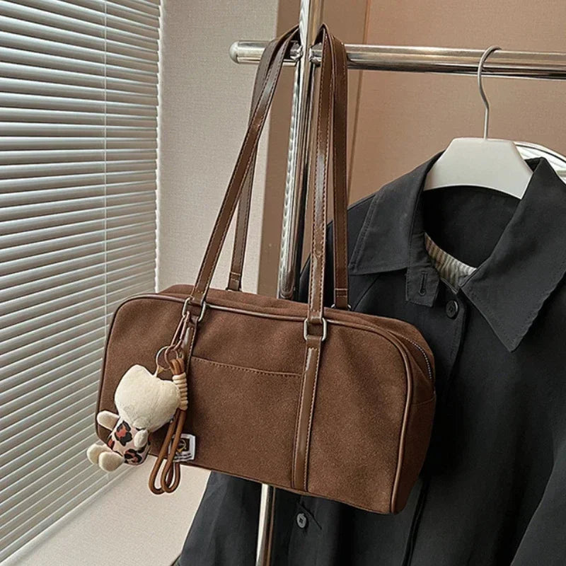 Retro Suede Pillow Shoulder Bag – Women's Large Capacity Commuter Handbag