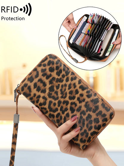 RFID Blocking Women's Animal Print Accordion Wallet Wristlet