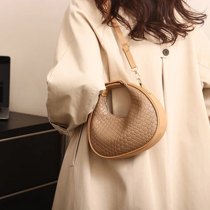 Woven Lattice Crossbody Shoulder Bag for Women – PU Leather