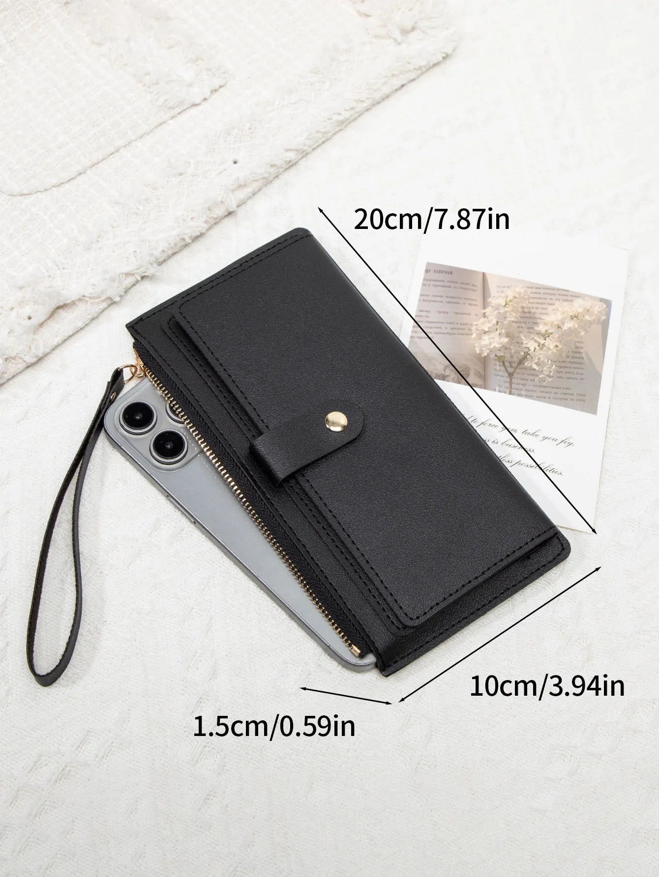 Long Card Wallet for Women – Slim PU Leather Wristlet Clutch
