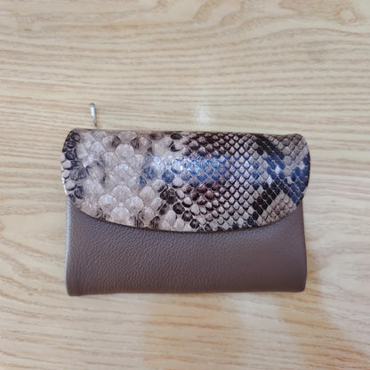 Python Pattern Genuine Leather Short Wallet for Women