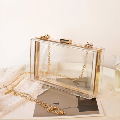 Clear Acrylic Box Evening Clutch Bags Women Boutique Chain Transparent Woman S Bag Purse Handbags