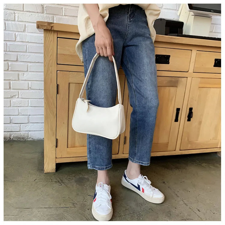 Retro PU Leather Shoulder Bag – Small Underarm Handbag