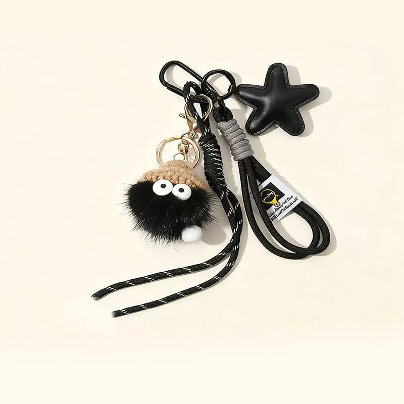Star Charm Keychain with Balloon Dog & Braided Rope Bag Accessory