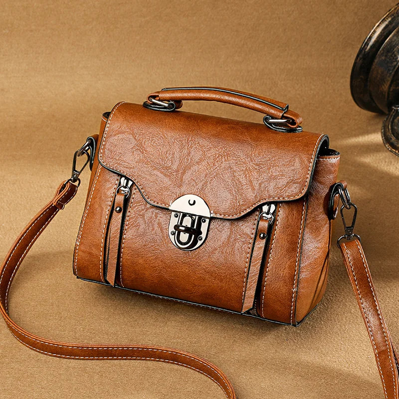 Crossbody Bag for Women – Vintage PU Leather Flap Satchel Purse