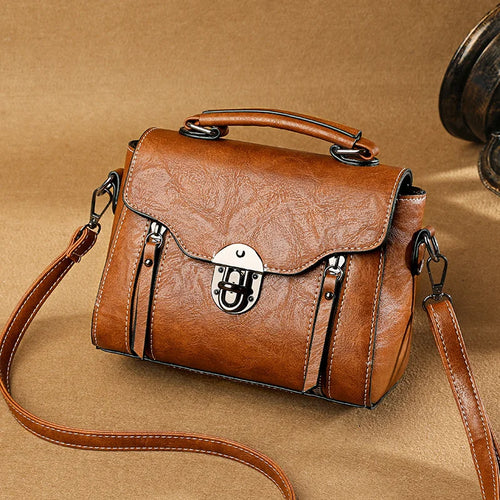 Crossbody Bag for Women – Vintage PU Leather Flap Satchel Purse