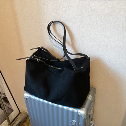 Large Suede Leather Tote Shoulder Bag for Women