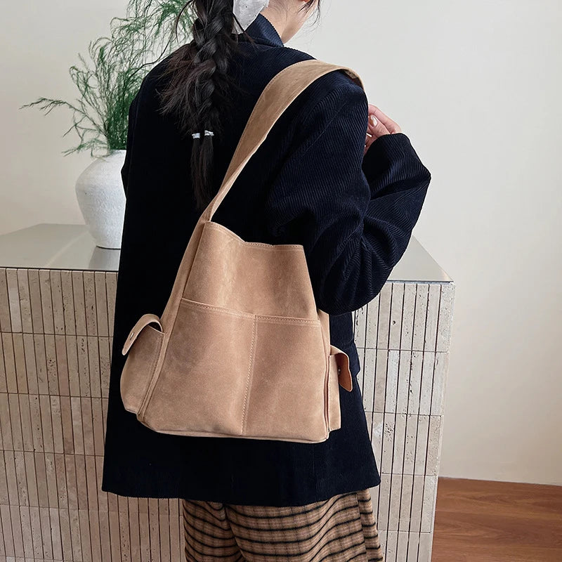Women's Luxury Suede Tote Bag – Large Crossbody Handbag