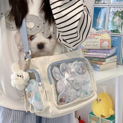 Trendy Transparent Simple Crossbody Bag Girls Large Capacity School Shoulder Comfortable Versatile