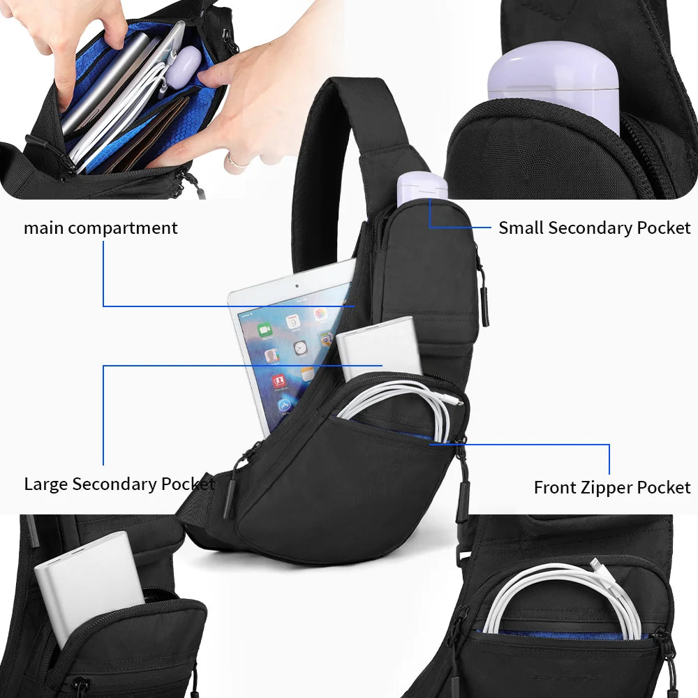 Waterproof Men's Sling Bag – X-Pac Crossbody Chest Pack with Phone Pouch
