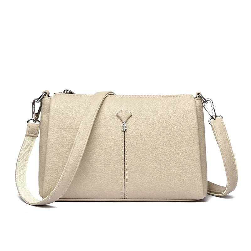 Leather Crossbody Bag for Women – 3-Layer Elegant Shoulder Purse