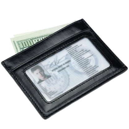 Slim Leather Card Holder Wallet with ID Window for Men