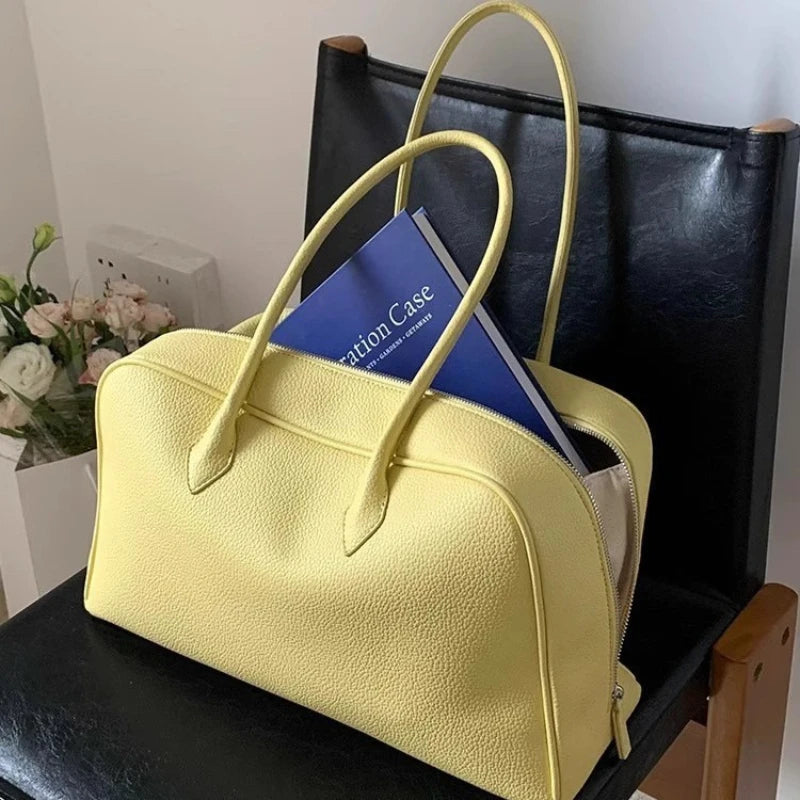 Lychee Leather Large Shoulder Bag for Women