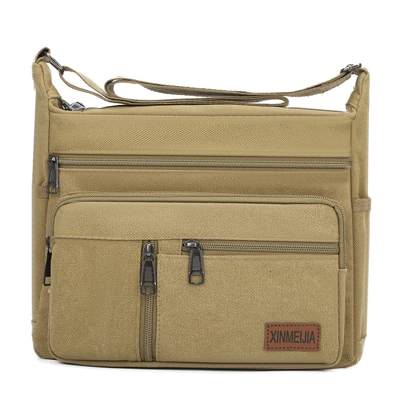 Men's Canvas Crossbody Shoulder Bag Multi-Compartment
