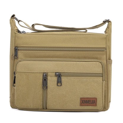 Men's Canvas Crossbody Shoulder Bag Multi-Compartment