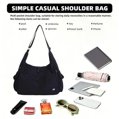 Large Capacity Nylon Shoulder Bag – Unisex Crossbody with Multi Pockets