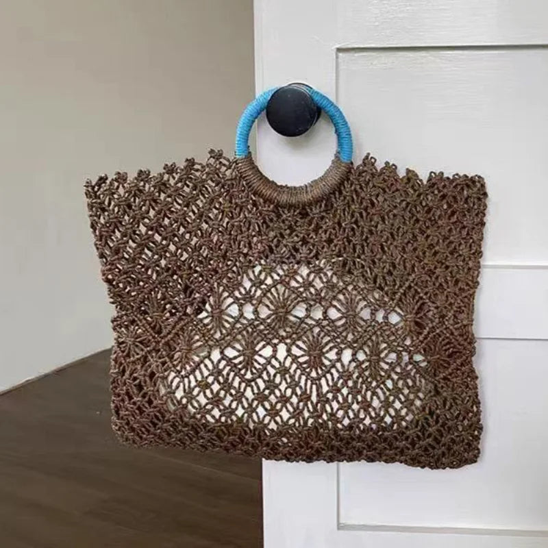Woven Hollow Handbag – Luxury Metallic Mesh Top Handle Bag