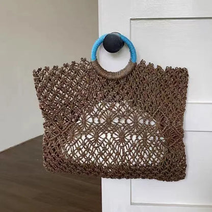 Woven Hollow Handbag – Luxury Metallic Mesh Top Handle Bag