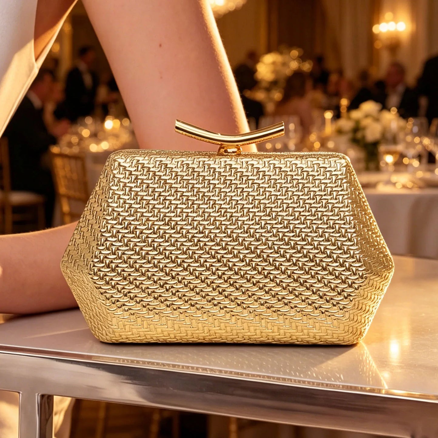 Woven Diamond Evening Bag for Women – Luxury Clutch Purse