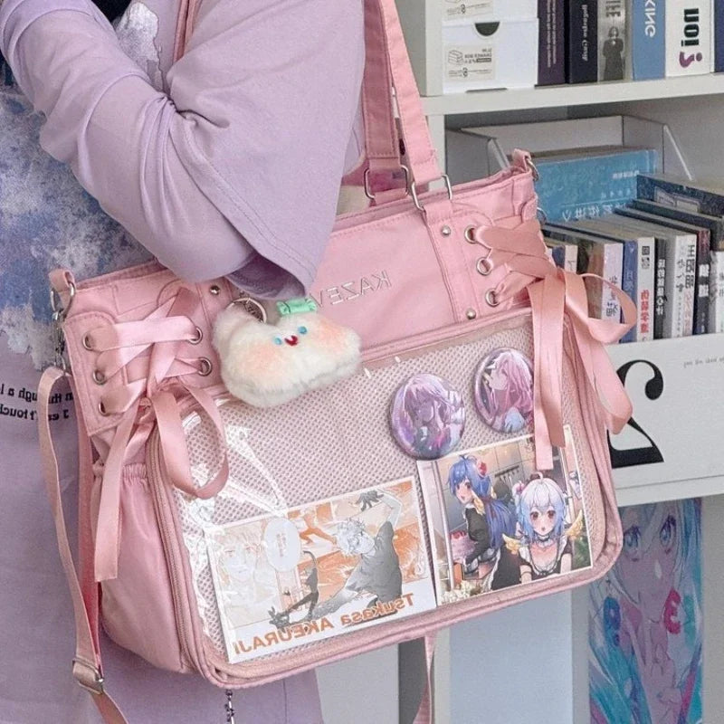 College Style Ribbon Crossbody Bag Large Capacity Class Books Bow Jk Shoulder Ita Bag Handbag