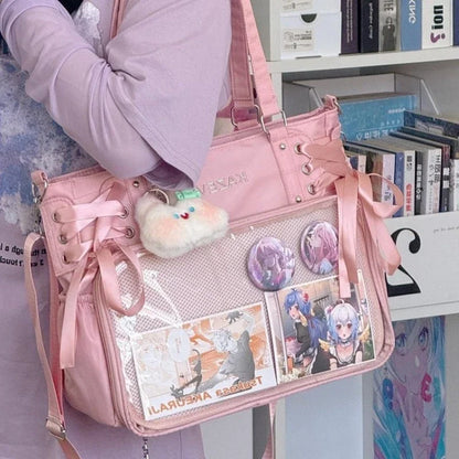 College Style Ribbon Crossbody Bag Large Capacity Class Books Bow Jk Shoulder Ita Bag Handbag