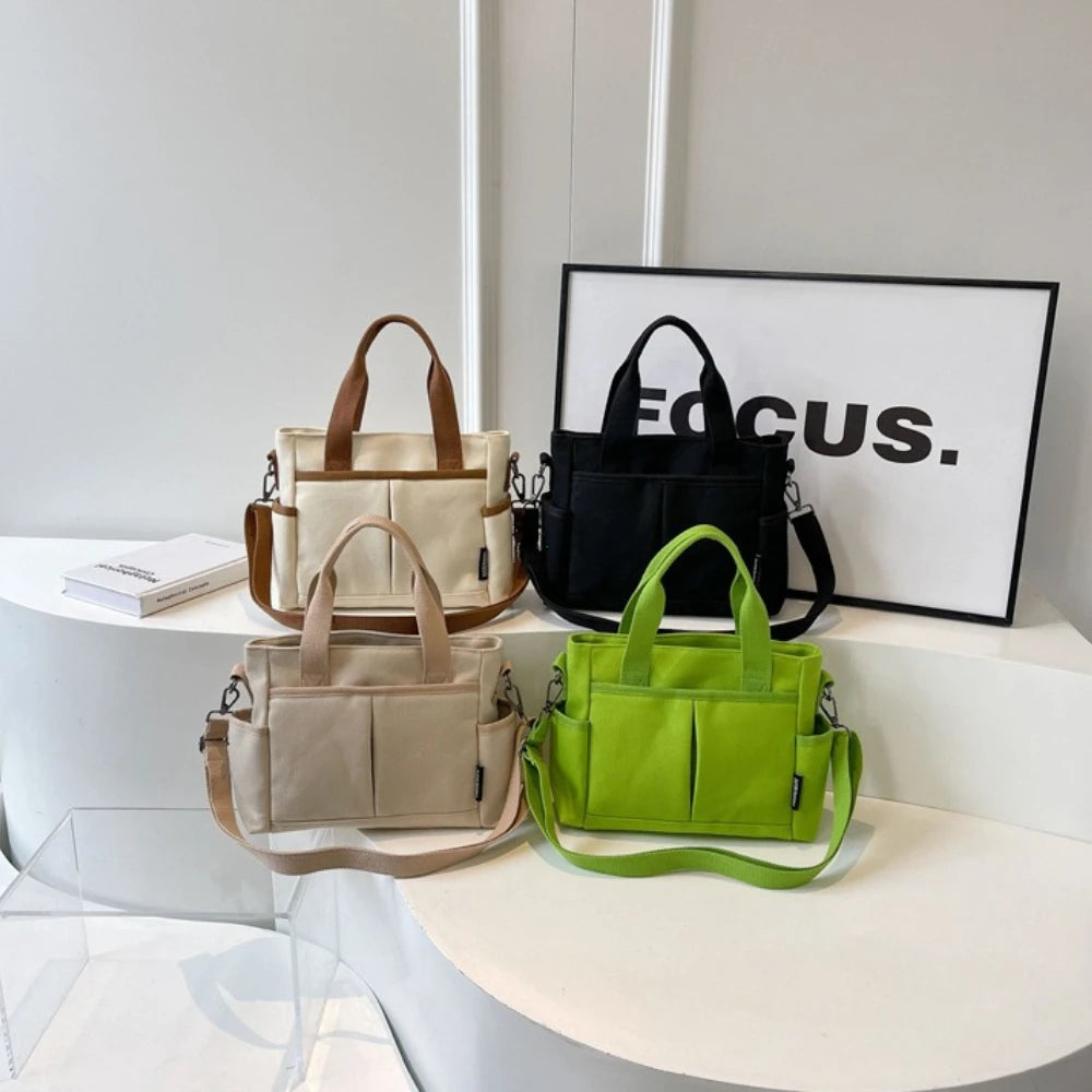 Canvas Tote Bag Women's Large Capacity Crossbody Handbag