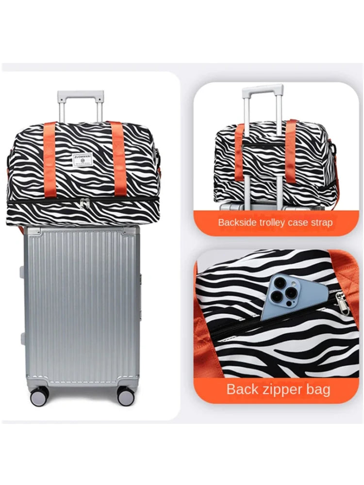 Animal Print Nylon Weekender Bag – Large Capacity Travel Duffel for Women