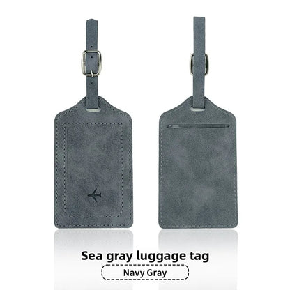 Leather Luggage Tag with Card Slot – Travel Baggage Label for Men & Women
