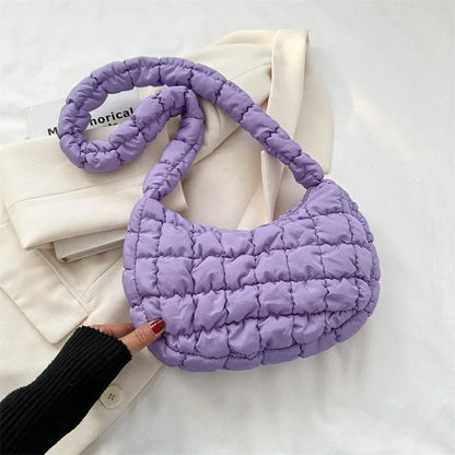 Quilted Puffer Hobo Bag for Women – Nylon Shoulder Purse