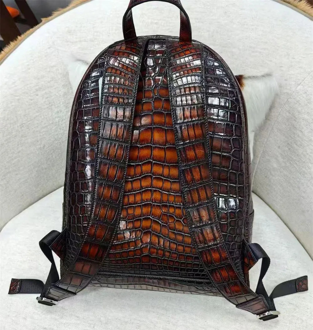 Crocodile Leather Luxury Backpack for Men & Women