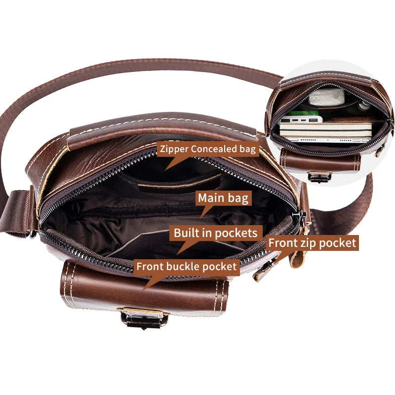 Genuine Leather Shoulder Bag for Men – Small Crossbody Bag