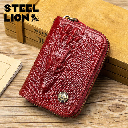 Crocodile Pattern Key Wallet with Chain – Steel Lion