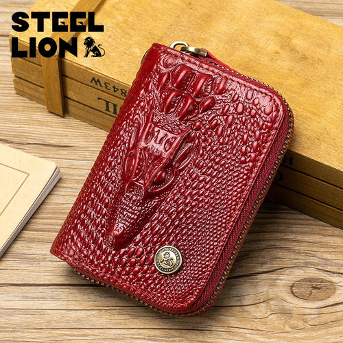 Crocodile Pattern Key Wallet with Chain – Steel Lion
