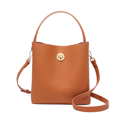 Genuine Leather Bucket Bag – Women's Top Grain Cowhide Tote